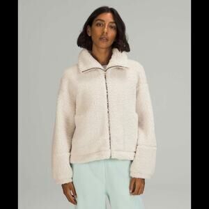 Lululemon Cinchable Fleece Zip-Up Oversized Jacket White Opal W3FBIS Size 6